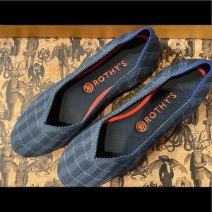 Rothy’s Blue Plaid Orange Sole Size 9.5